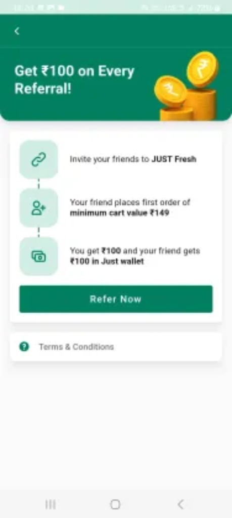 Just Fresh App Referral Code - Get  ₹100 Bonus.