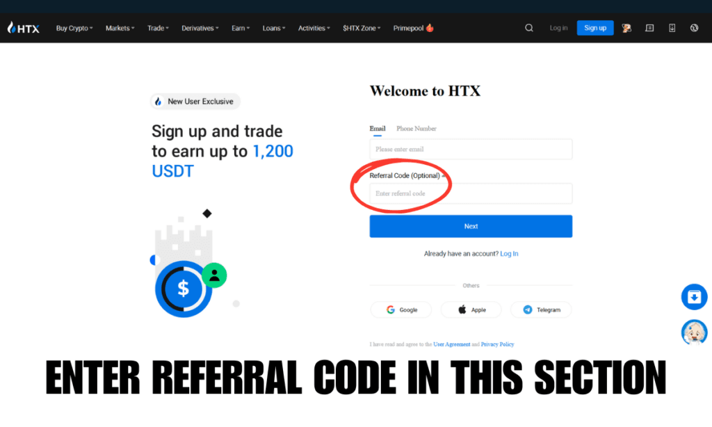 HTX Exchange Referral Code