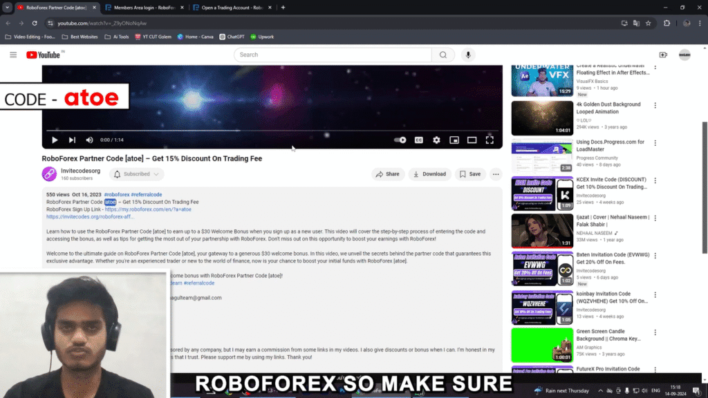 RoboForex Partner Code "atoe" – 15% Discount on Fees