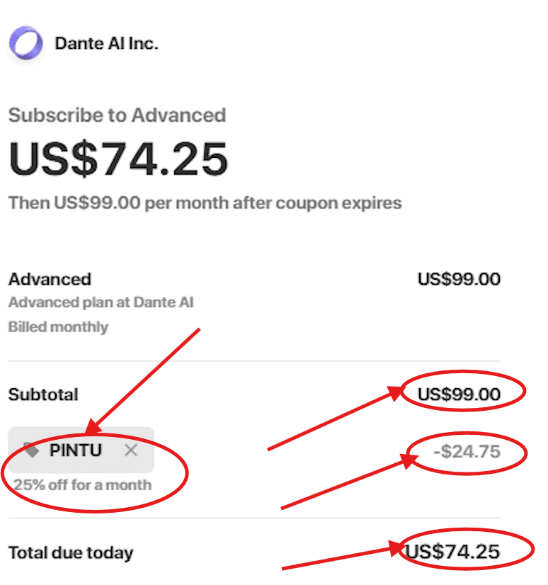 Dante AI Promo Code “PINTU” – Exclusive 25% Off AI Chatbot Subscription Deal