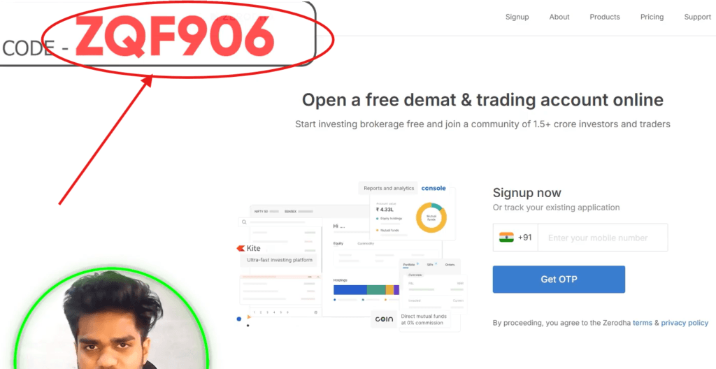How to Sign Up Using Zerodha Referral Code "ZQF906" (Step-by-Step)