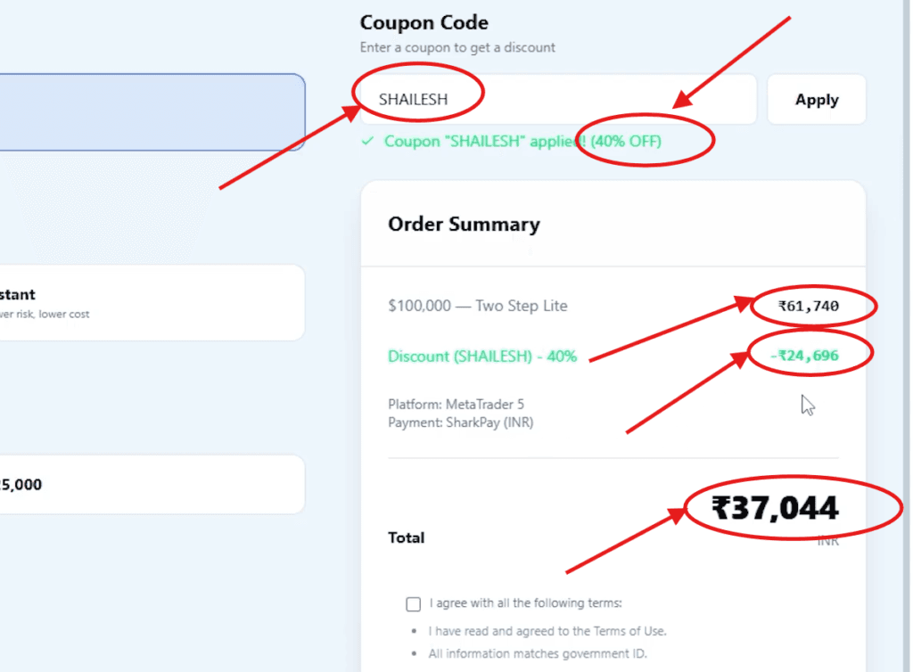 SharkFunded Coupon Code "SHAILESH" – Get Flat 40% Off on All Challenges for New Users