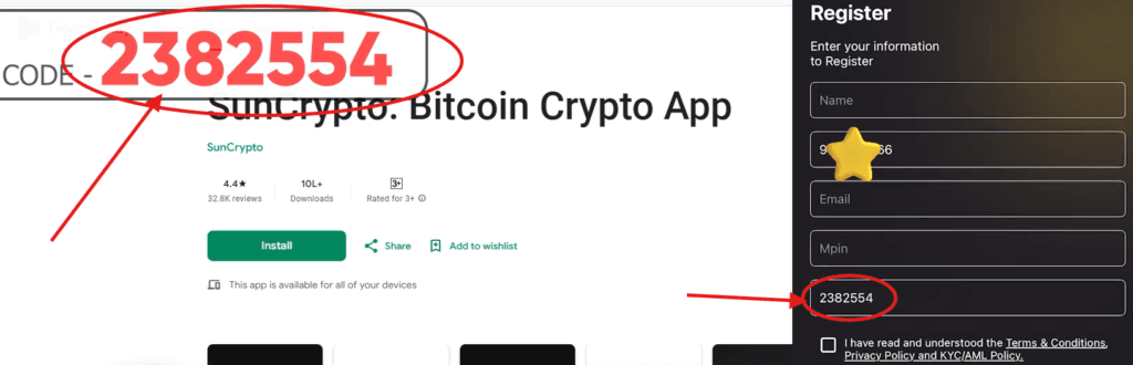 How to Use SunCrypto Referral Code “2382554” to Get Free ₹400 Bitcoin (Step-by-Step)