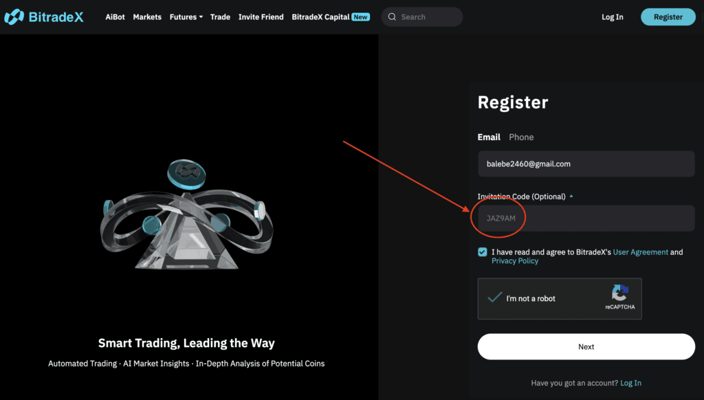 How to Use BitradeX AI Invitation Code "JAZ9AM" to Save 20% (Step-by-Step)